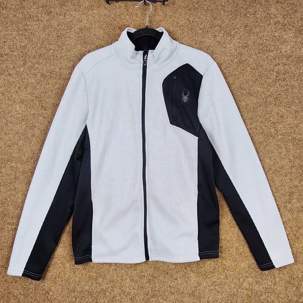 Spyder Men  Raider Full Zip Sweater/ Jacket Waffle Medium Gray/Black Outdoors